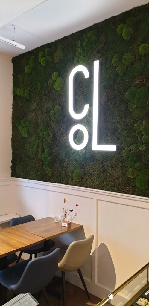 Chique o latte Led letters doosletters raambelettering den haag breda